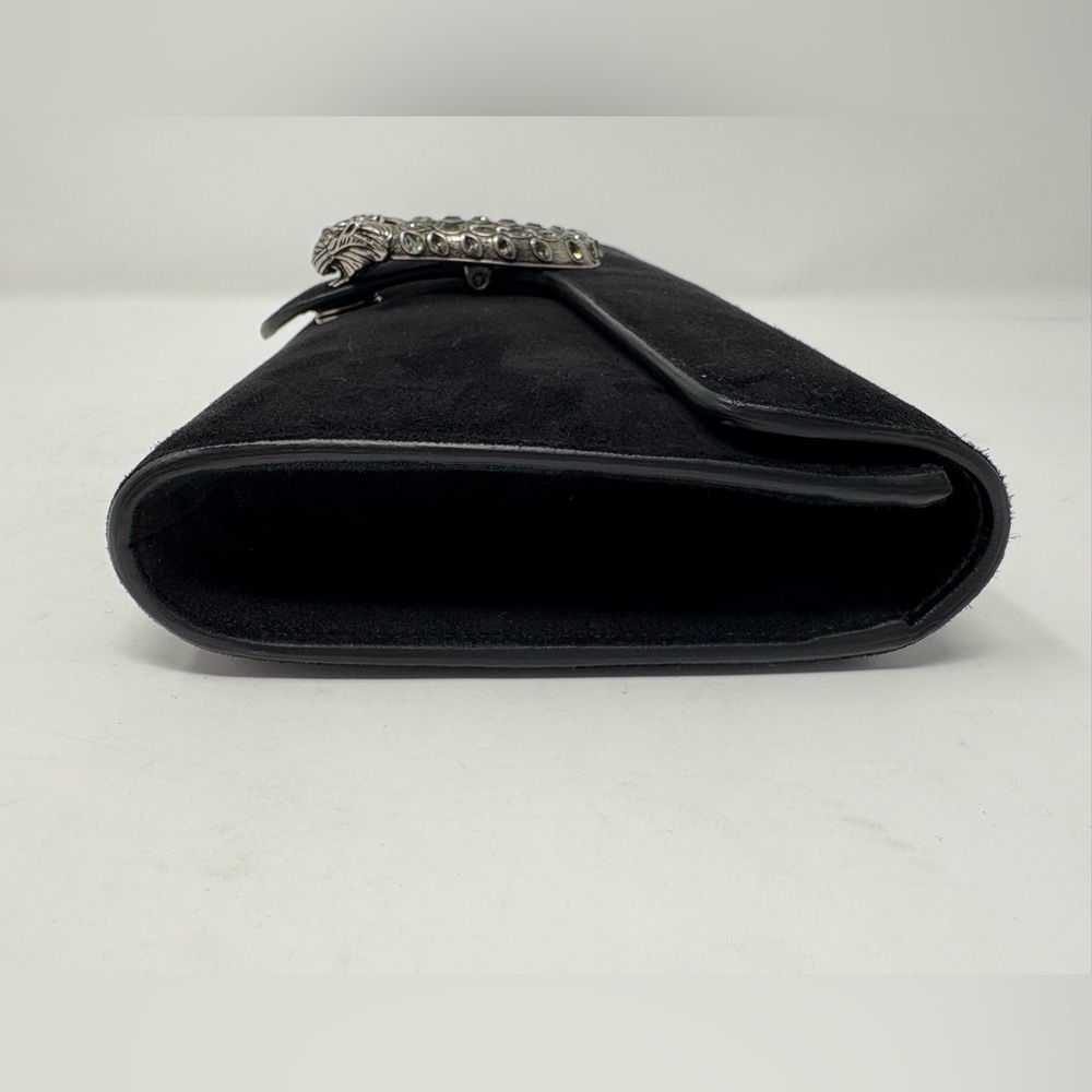 Gucci Black Suede Dionysus Clutch Bag Evening Silver Jeweled Luxury Horseshoe - Picture 4 of 11